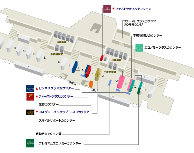 JAL成田カウンター図