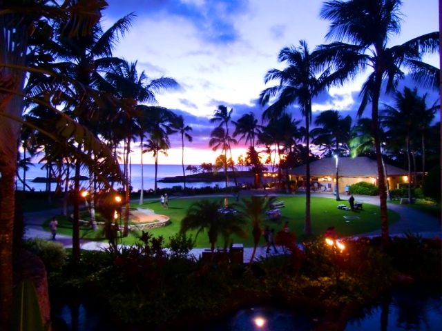 hawaii2016 マリオット・コオリナ・ビーチ・クラブからの夕陽